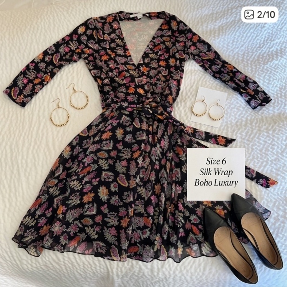 Diane von Furstenberg Julian Abstract Silk Wrap Dress 6 - Picture 15 of 15